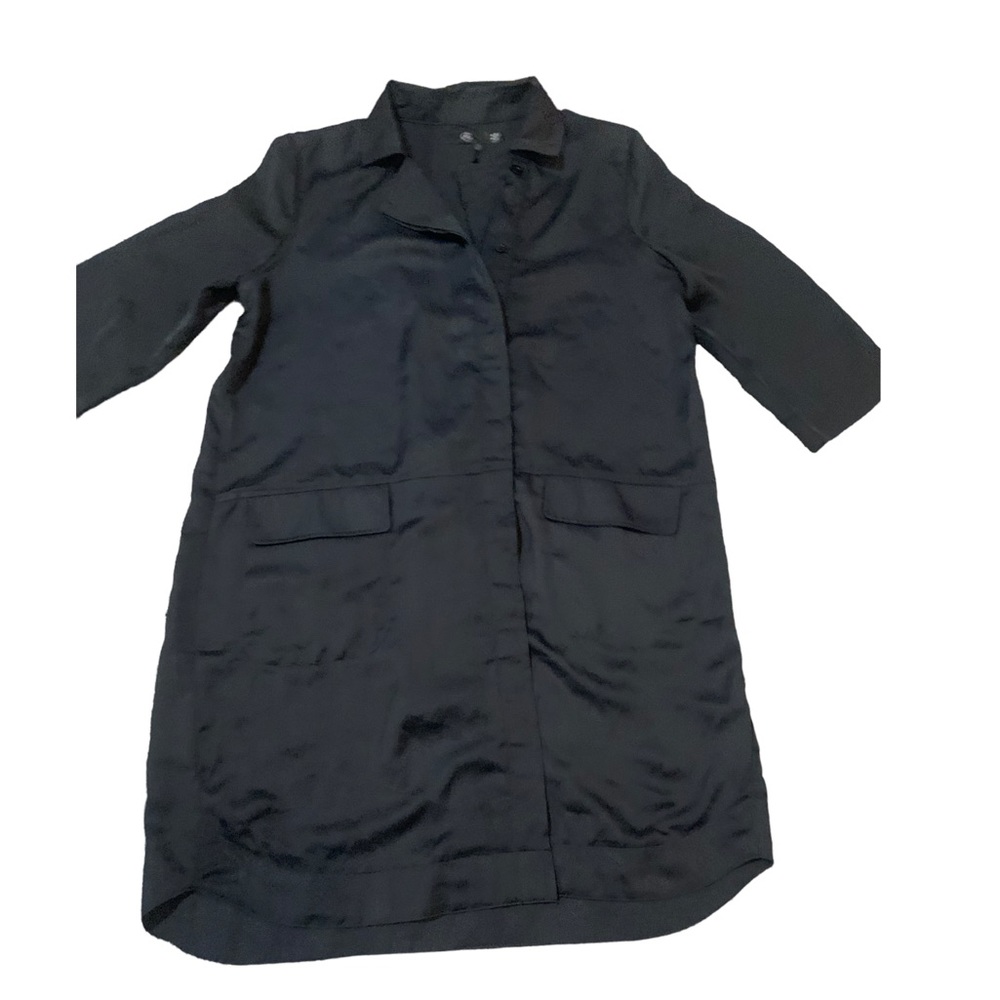 Missguided Black Satin Shirt Dress